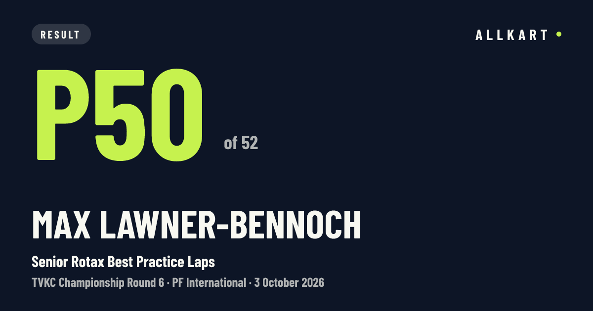 Max Lawner-Bennoch: P50 of 52 in Senior Rotax Best Practice Laps at PF International