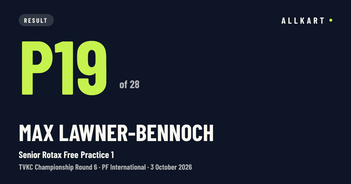 Max Lawner-Bennoch: P19 of 28 in Senior Rotax Free Practice 1 at PF International