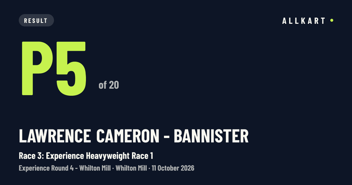 Lawrence Cameron - bannister: P5 of 20 in Race 3: Experience Heavyweight Race 1 at Whilton Mill