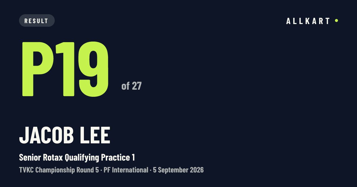 Jacob Lee: P19 of 27 in Senior Rotax Qualifying Practice 1 at PF International