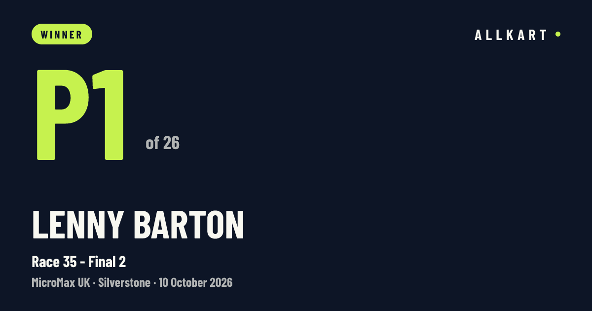 Lenny BARTON: P1 of 26 in Race 35 - Final 2 at Silverstone