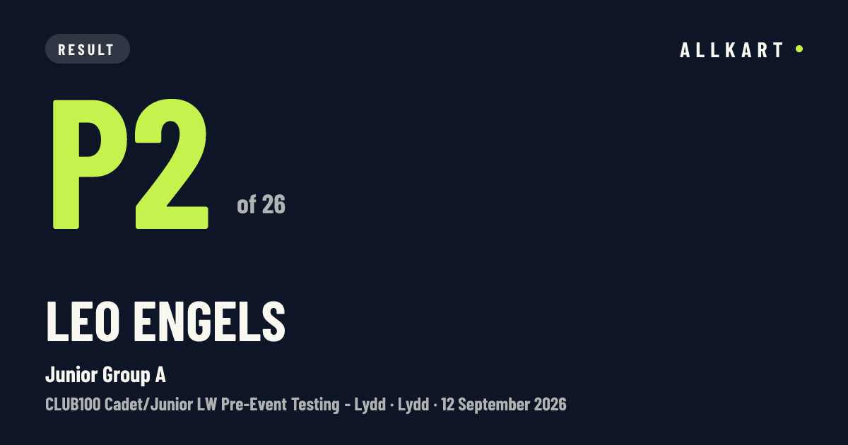 Leo Engels: P2 of 26 in Junior Group A at Lydd