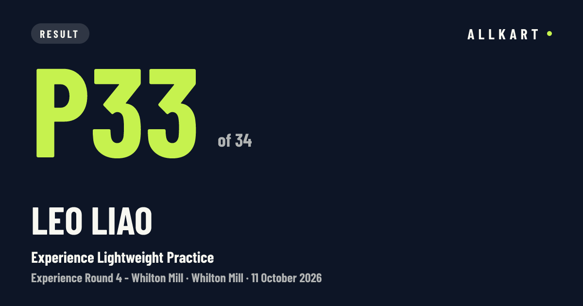 Leo Liao: P33 of 34 in Experience Lightweight Practice at Whilton Mill