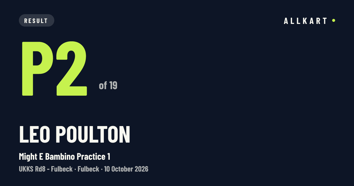 Leo Poulton: P2 of 19 in Might E Bambino Practice 1 at Fulbeck