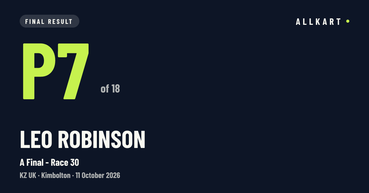 Leo ROBINSON: P7 of 18 in A Final - Race 30 at Kimbolton