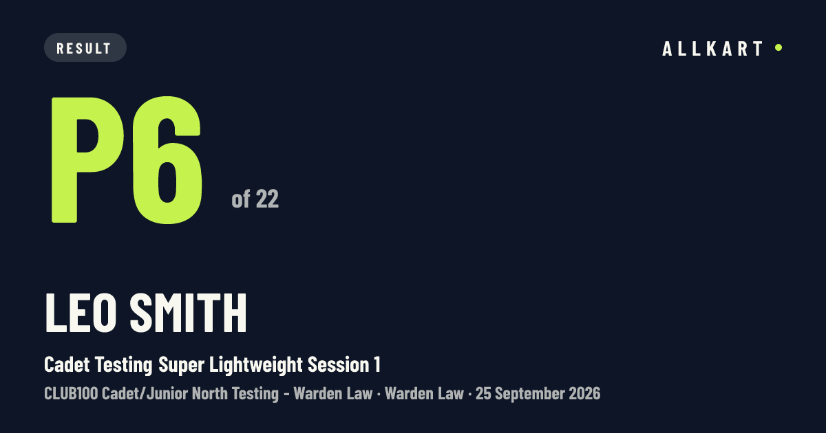 Leo Smith: P6 of 22 in Cadet Testing Super Lightweight Session 1 at Warden Law