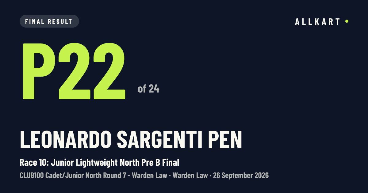 Leonardo Sargenti pen: P22 of 24 in Race 10: Junior Lightweight North Pre B Final at Warden Law