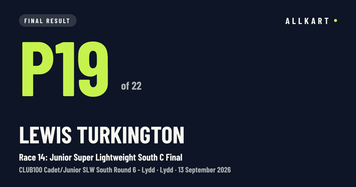 Lewis Turkington: P19 of 22 in Race 14: Junior Super Lightweight South C Final at Lydd