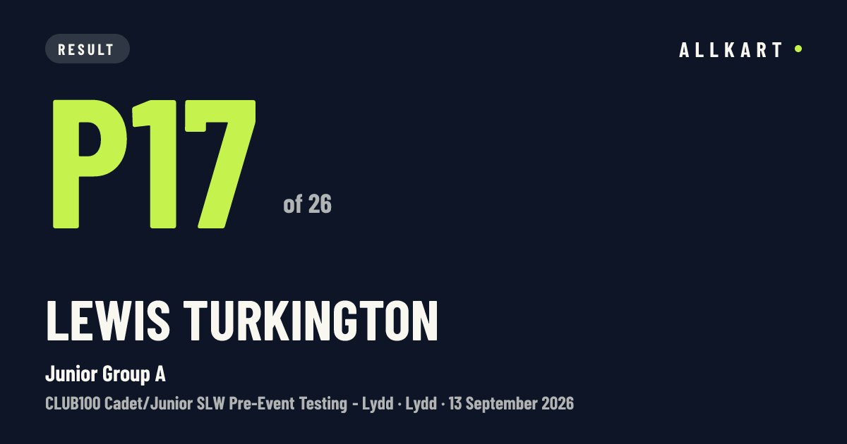 Lewis Turkington: P17 of 26 in Junior Group A at Lydd