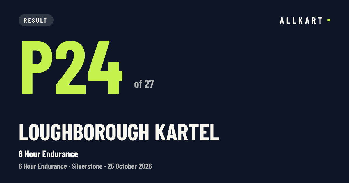 Loughborough Kartel: P24 of 27 in 6 Hour Endurance at Silverstone