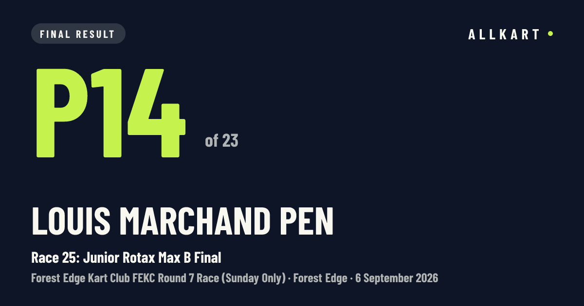 Louis Marchand pen: P14 of 23 in Race 25: Junior Rotax Max B Final at Forest Edge