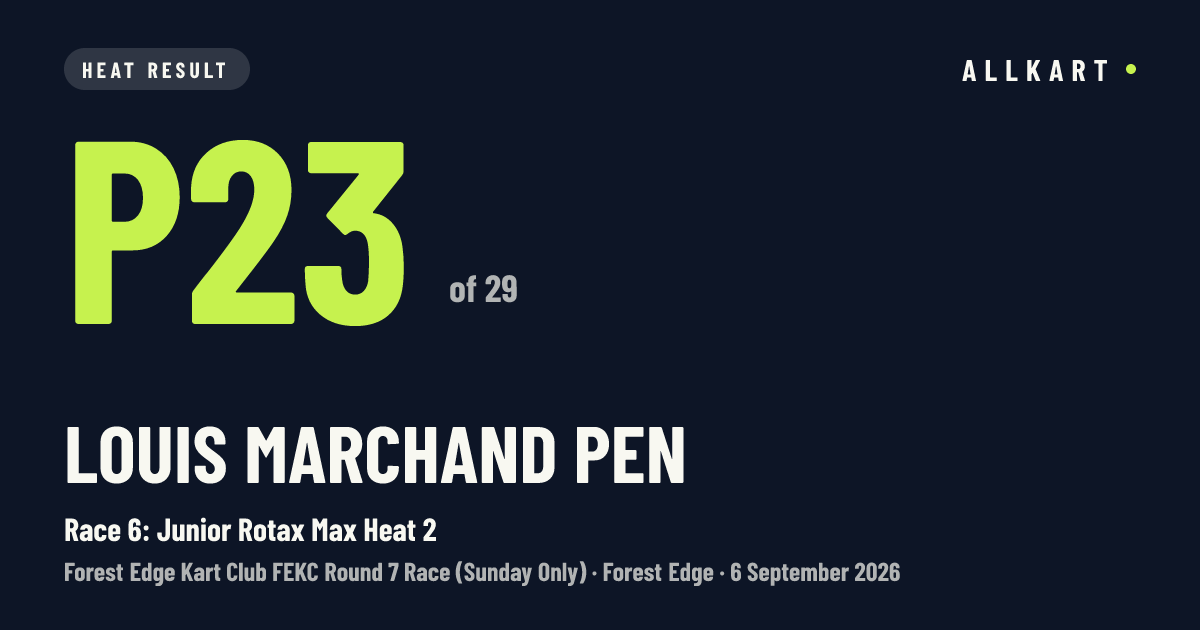 Louis Marchand pen: P23 of 29 in Race 6: Junior Rotax Max Heat 2 at Forest Edge
