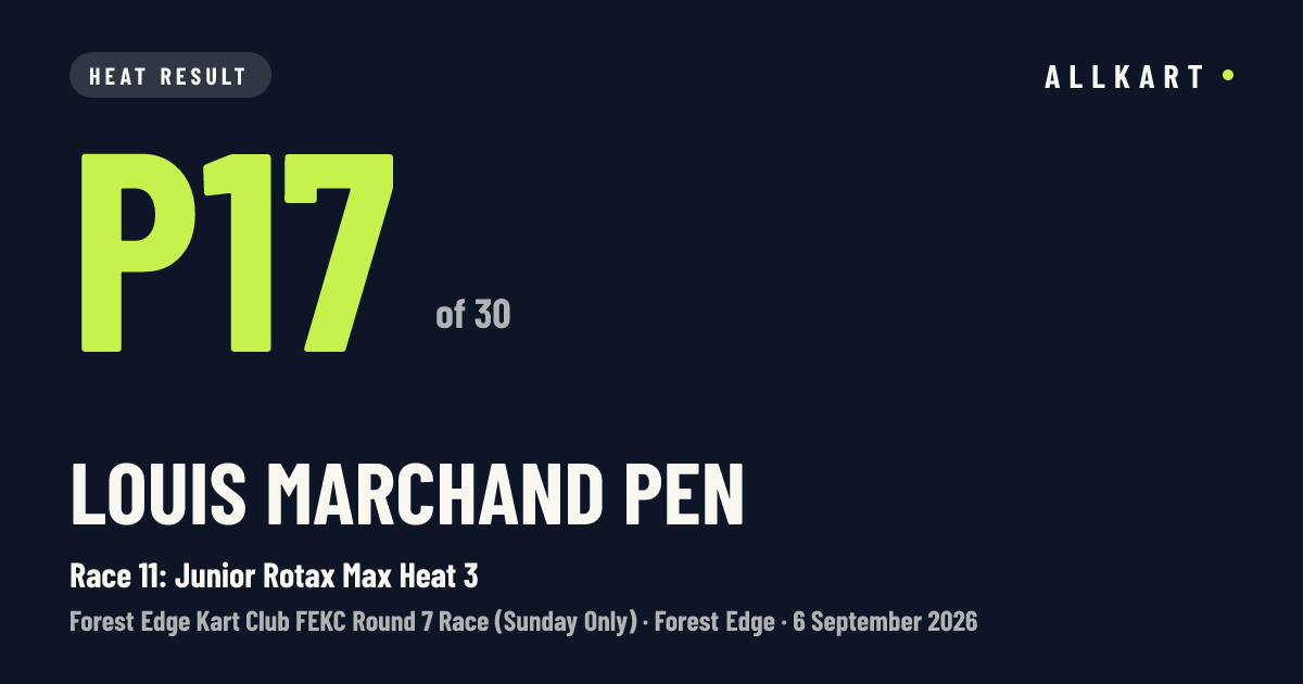 Louis Marchand pen: P17 of 30 in Race 11: Junior Rotax Max Heat 3 at Forest Edge