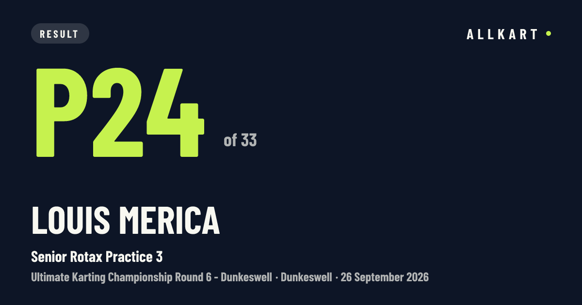 Louis MERICA: P24 of 33 in Senior Rotax Practice 3 at Dunkeswell