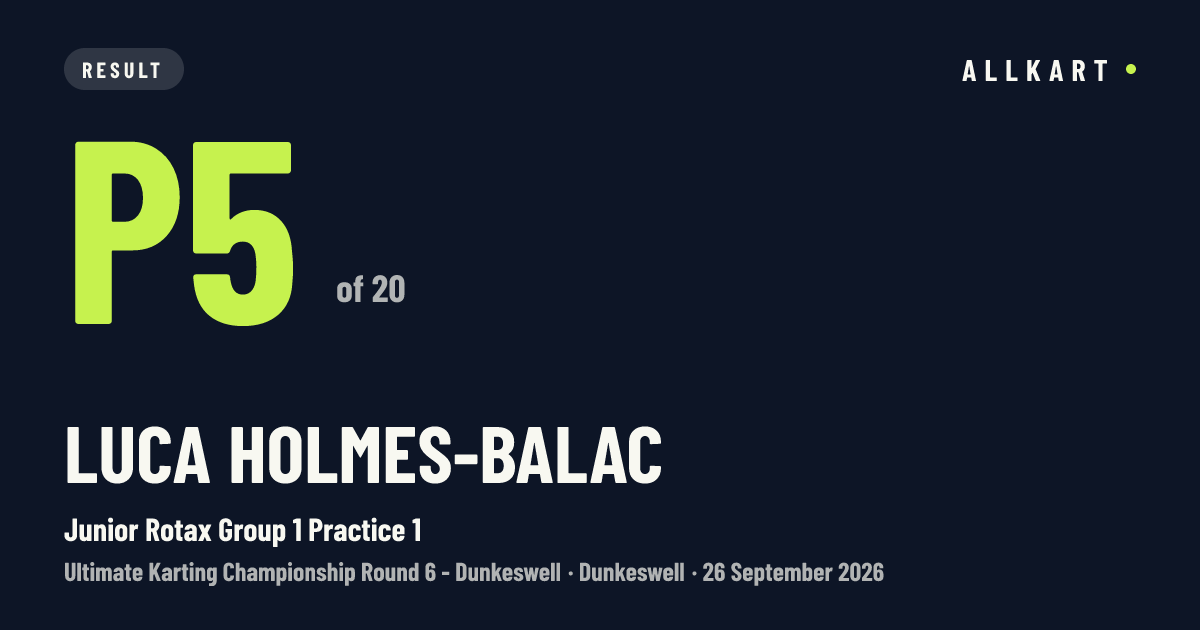 Luca HOLMES-BALAC: P5 of 20 in Junior Rotax Group 1 Practice 1 at Dunkeswell