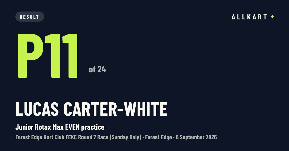 Lucas Carter-white: P11 of 24 in Junior Rotax Max EVEN practice at Forest Edge