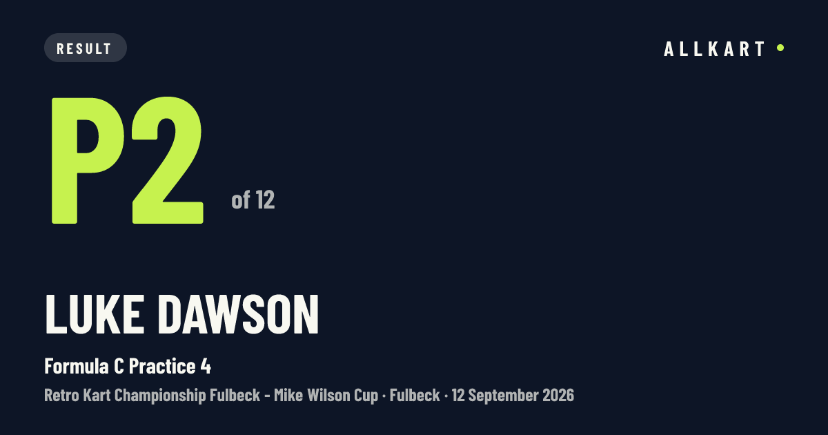 Luke Dawson: P2 of 12 in Formula C Practice 4 at Fulbeck
