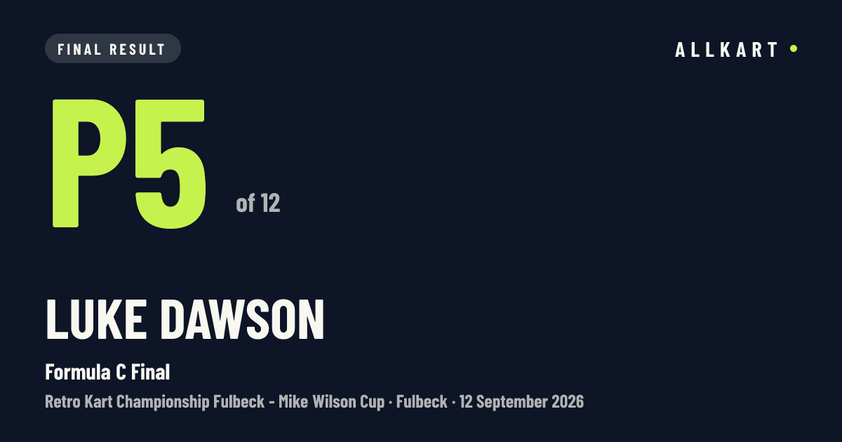 Luke Dawson: P5 of 12 in Formula C Final at Fulbeck