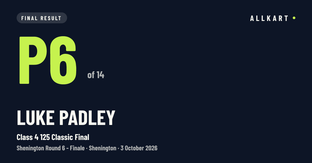 Luke Padley: P6 of 14 in Class 4 125 Classic Final at Shenington