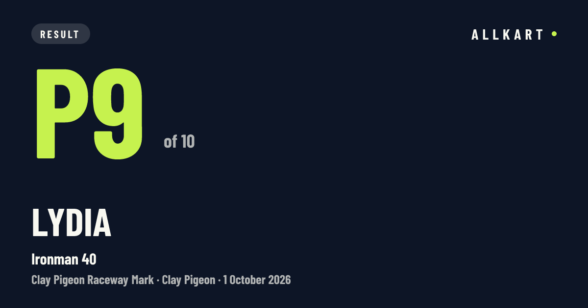 Lydia: P9 of 10 in Ironman 40 at Clay Pigeon