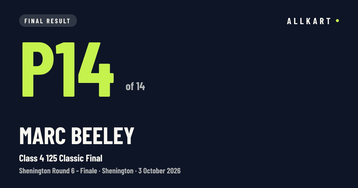 Marc Beeley: P14 of 14 in Class 4 125 Classic Final at Shenington
