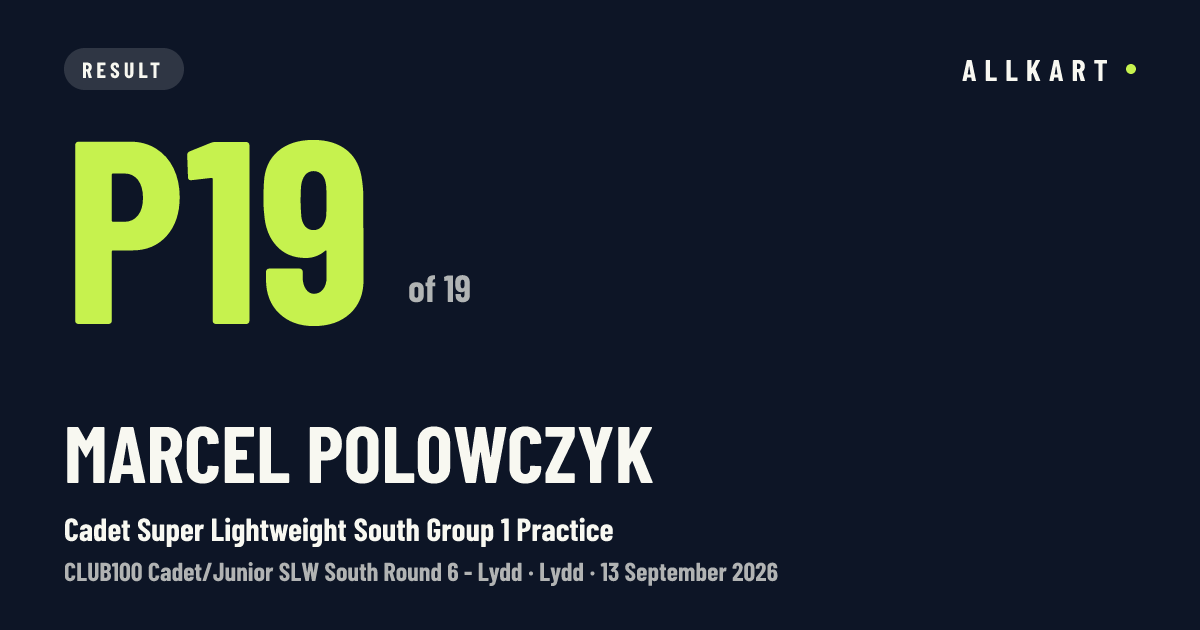 Marcel Polowczyk: P19 of 19 in Cadet Super Lightweight South Group 1 Practice at Lydd