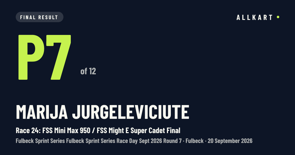 Marija Jurgeleviciute: P7 of 12 in Race 24: FSS Mini Max 950 / FSS Might E Super Cadet Final at Fulbeck