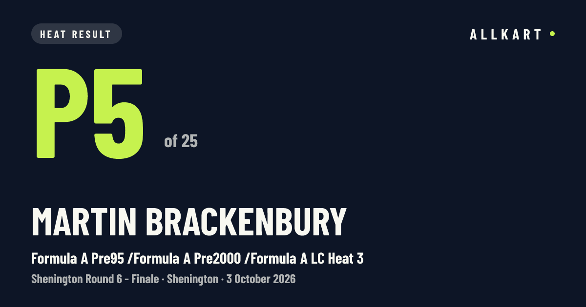 Martin Brackenbury: P5 of 25 in Formula A Pre95 /Formula A Pre2000 /Formula A LC Heat 3 at Shenington