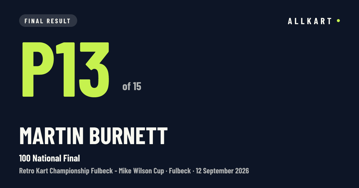Martin Burnett: P13 of 15 in 100 National Final at Fulbeck