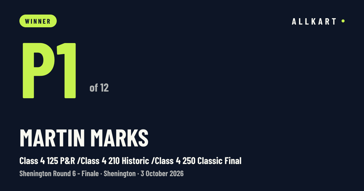 Martin Marks: P1 of 12 in Class 4 125 P&R /Class 4 210 Historic /Class 4 250 Classic Final at Shenington
