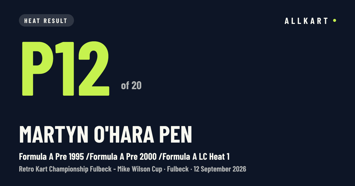 MARTYN O'HARA pen: P12 of 20 in Formula A Pre 1995 /Formula A Pre 2000 /Formula A LC Heat 1 at Fulbeck