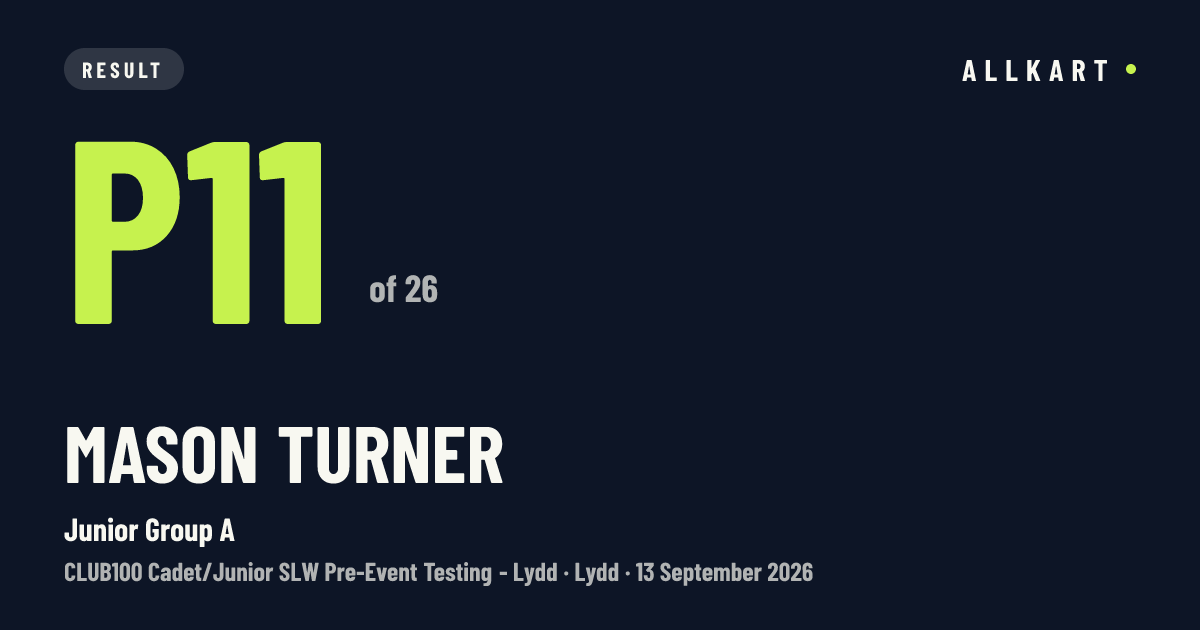 Mason Turner: P11 of 26 in Junior Group A at Lydd