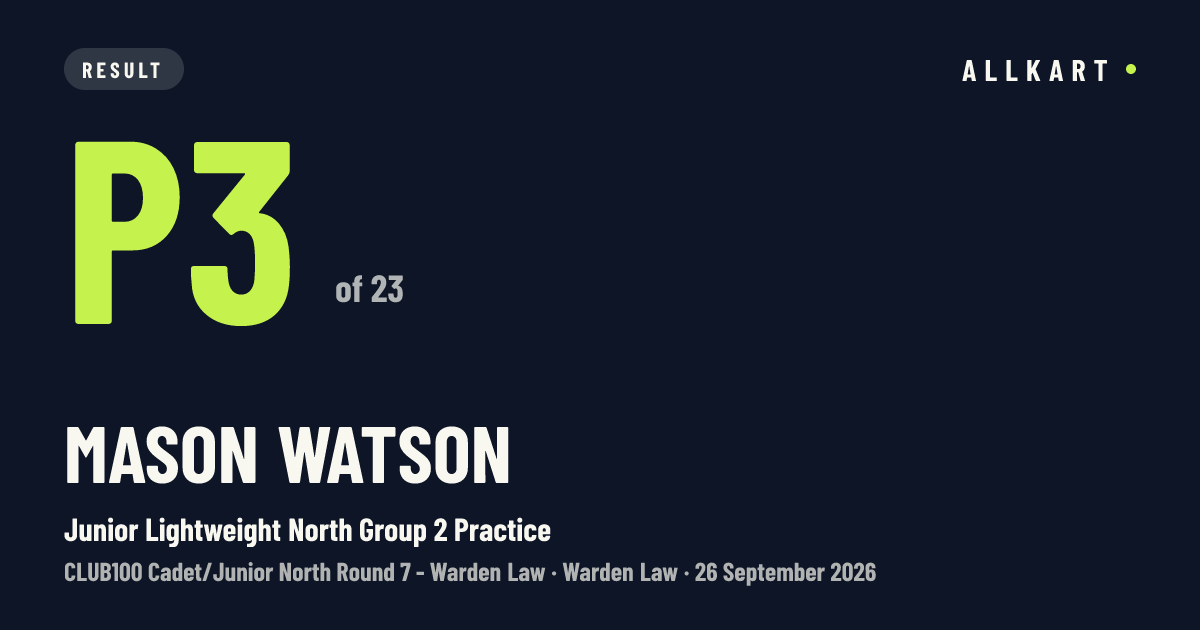 Mason Watson: P3 of 23 in Junior Lightweight North Group 2 Practice at Warden Law