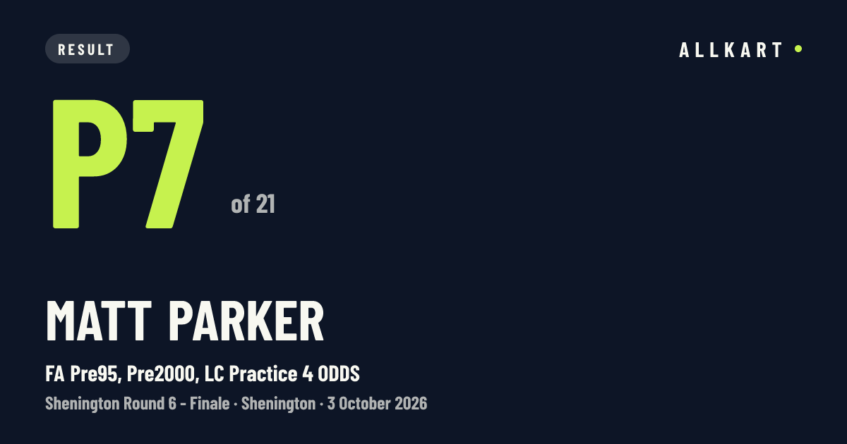 Matt Parker: P7 of 21 in FA Pre95, Pre2000, LC Practice 4 ODDS at Shenington