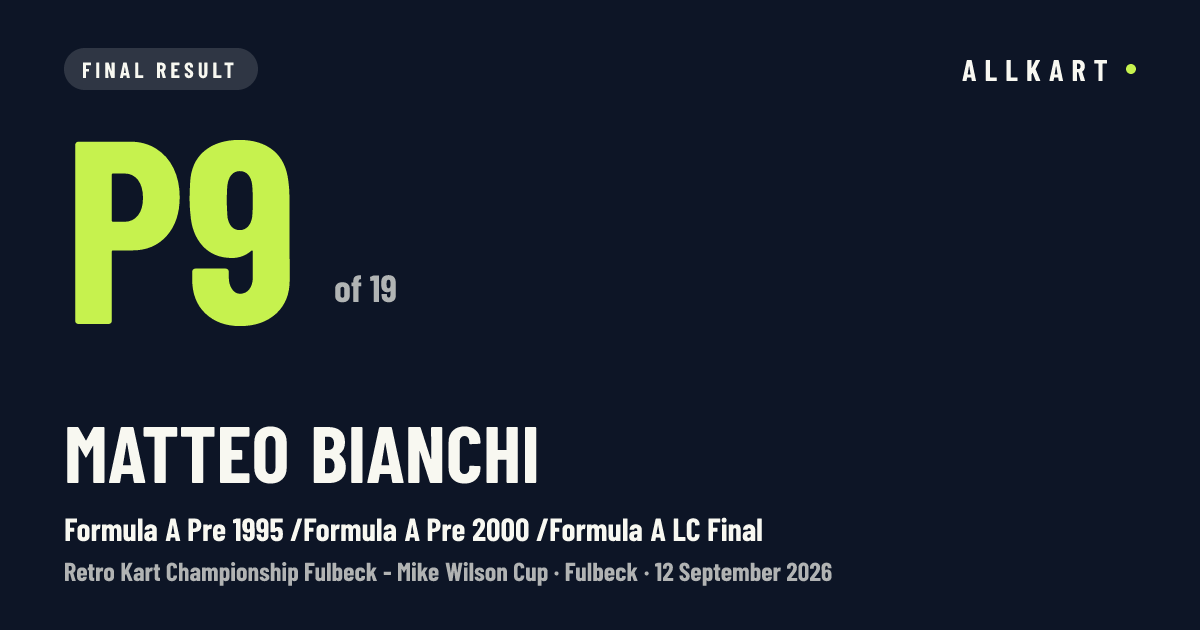 Matteo Bianchi: P9 of 19 in Formula A Pre 1995 /Formula A Pre 2000 /Formula A LC Final at Fulbeck