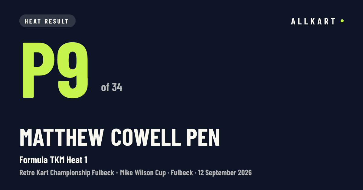 MATTHEW COWELL pen: P9 of 34 in Formula TKM Heat 1 at Fulbeck