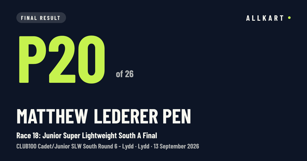 Matthew Lederer pen: P20 of 26 in Race 18: Junior Super Lightweight South A Final at Lydd