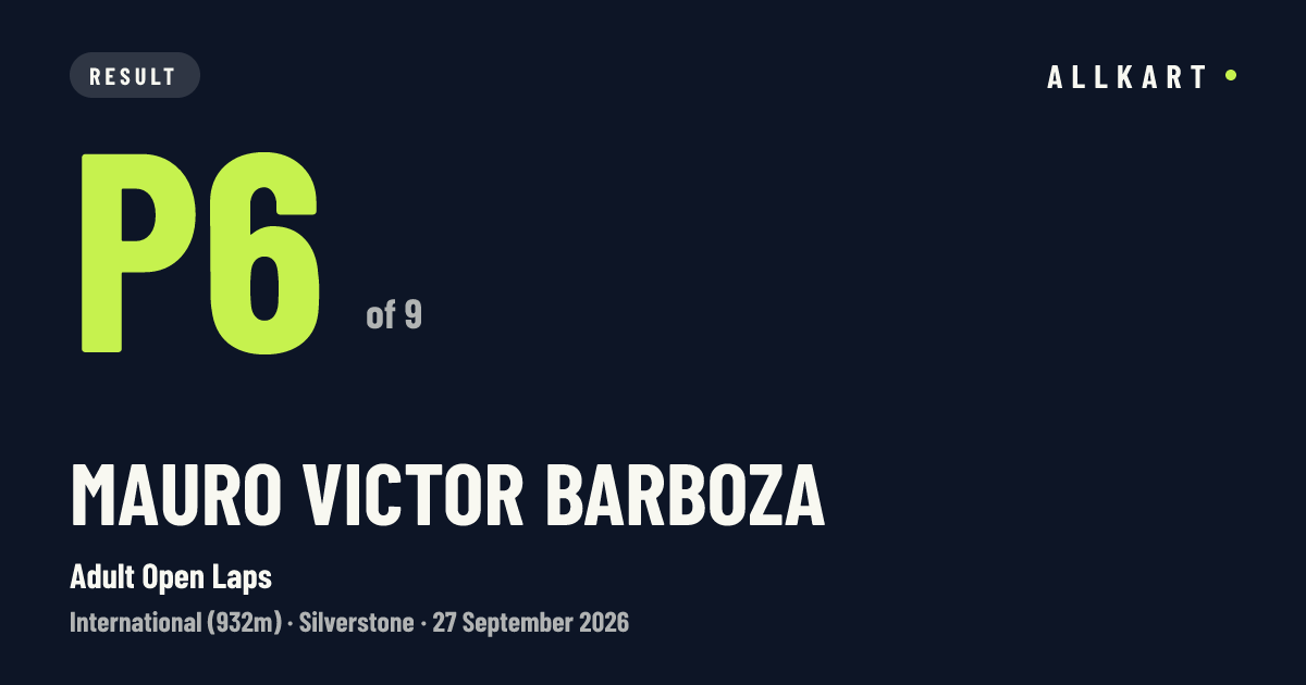 Mauro Victor Barboza: P6 of 9 in Adult Open Laps at Silverstone