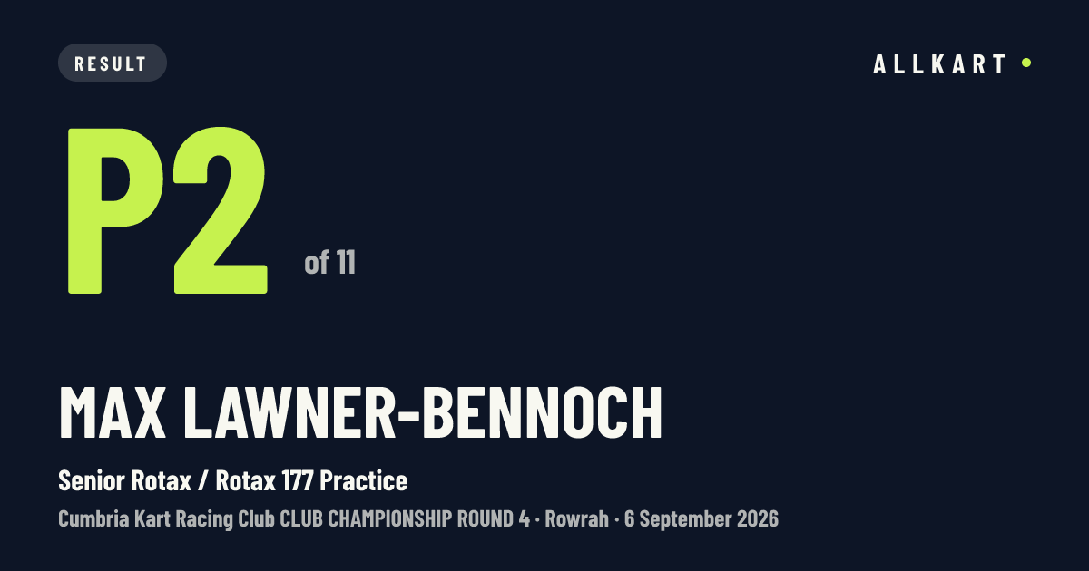 Max Lawner-bennoch: P2 of 11 in Senior Rotax / Rotax 177 Practice at Rowrah