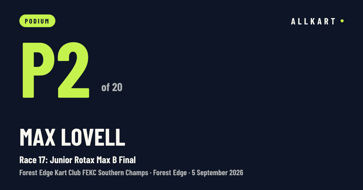 Max Lovell: P2 of 20 in Race 17: Junior Rotax Max B Final at Forest Edge