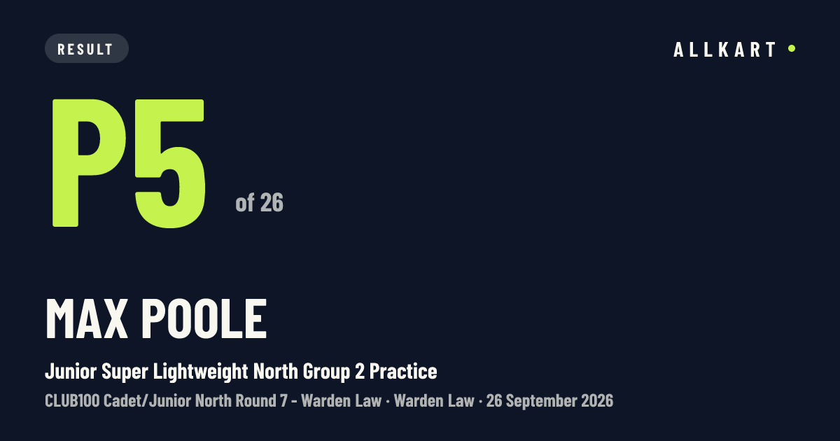 Max Poole: P5 of 26 in Junior Super Lightweight North Group 2 Practice at Warden Law