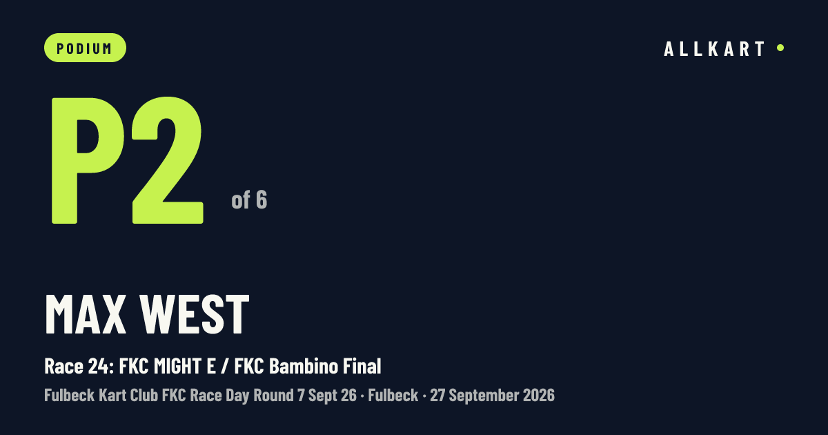 Max West: P2 of 6 in Race 24: FKC MIGHT E / FKC Bambino Final at Fulbeck
