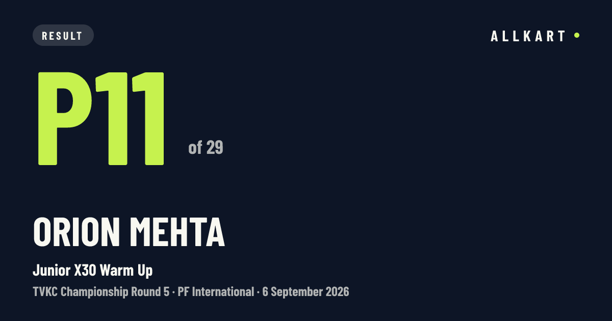 Orion Mehta: P11 of 29 in Junior X30 Warm Up at PF International