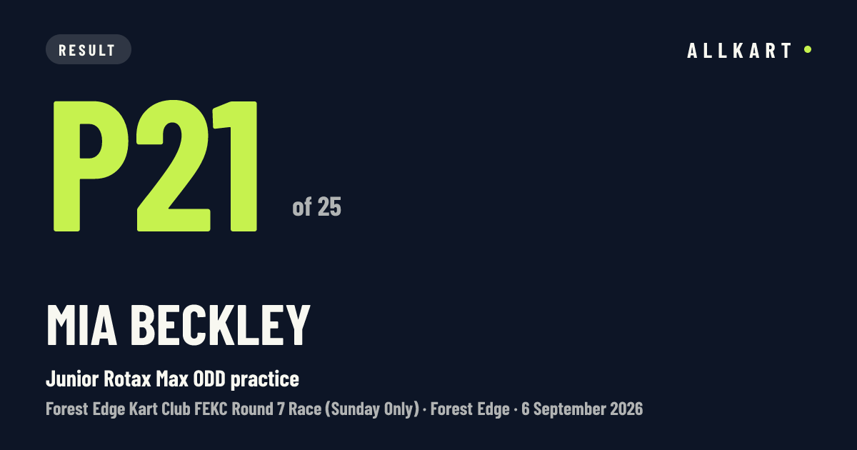 Mia Beckley: P21 of 25 in Junior Rotax Max ODD practice at Forest Edge