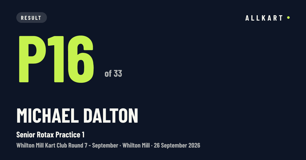 Michael DALTON: P16 of 33 in Senior Rotax Practice 1 at Whilton Mill