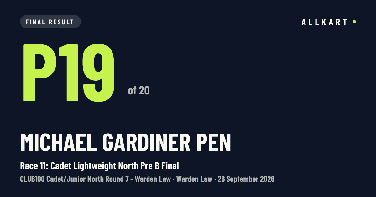 Michael Gardiner pen: P19 of 20 in Race 11: Cadet Lightweight North Pre B Final at Warden Law