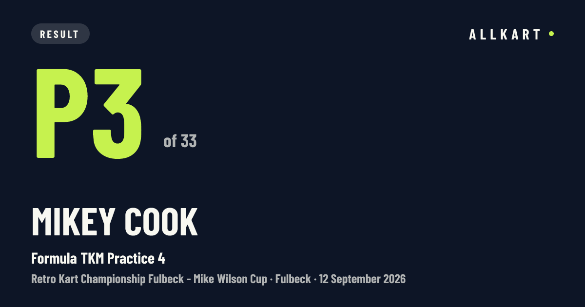 Mikey Cook: P3 of 33 in Formula TKM Practice 4 at Fulbeck