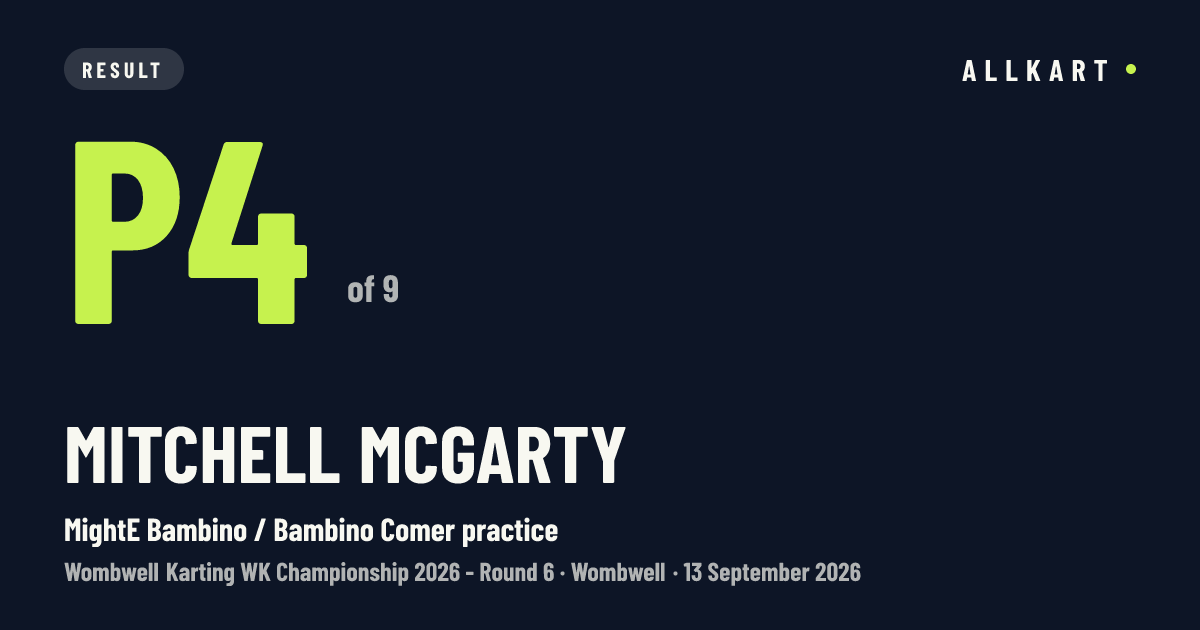Mitchell McGarty: P4 of 9 in MightE Bambino / Bambino Comer practice at Wombwell
