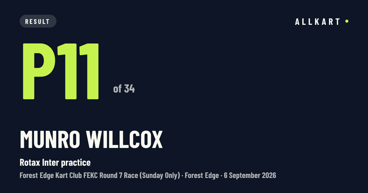 Munro Willcox: P11 of 34 in Rotax Inter practice at Forest Edge