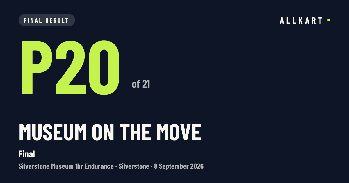 Museum On The Move: P20 of 21 in Final at Silverstone